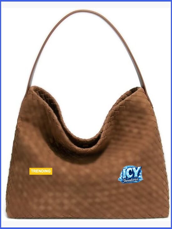 Handbags - Faux Suede Woven Hobo Bag Tote Shoulder Crossbody Satchel